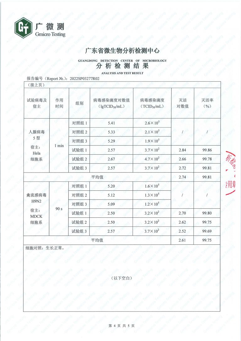 H1N1、H9N2、腸病毒71型及人腺病毒5型試驗3